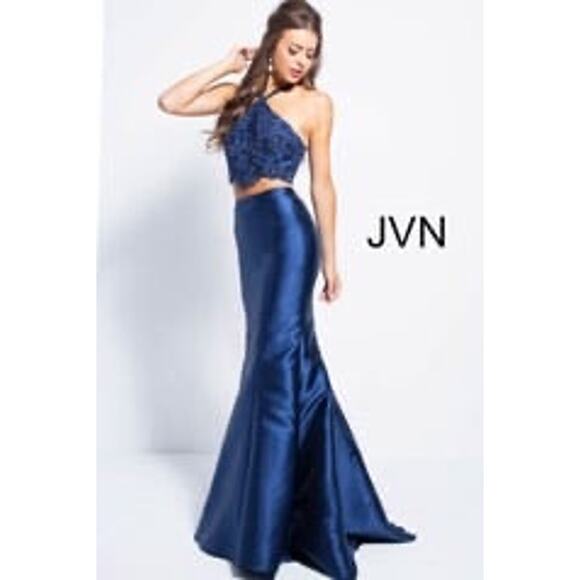 JVN by Jovani Dresses & Skirts - JVN by Jovani 2 Piece Navy Mermaid Prom Dress Size 2